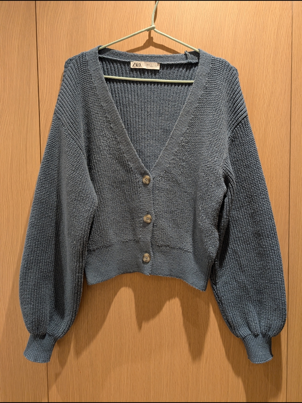 Zara Dusty Blue V-Neck Button Knit Cardigan